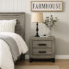 13022026698f08b9f1861.jpeg Rachy Nightstand, 2 Drawers with Black Metal Handles, Farmhouse Light Gray