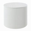 Del Modern Side End Table, 22 Inch Round Top, Glossy White Ribbed Base