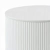 Del Modern Side End Table, 22 Inch Round Top, Glossy White Ribbed Base