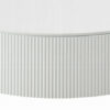 Del Modern Coffee Table, 47 Inch Round Top, Glossy White Ribbed Base