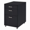 Bard File Cabinet, 3 Drawers with Chrome Metal Handles, Black High Gloss