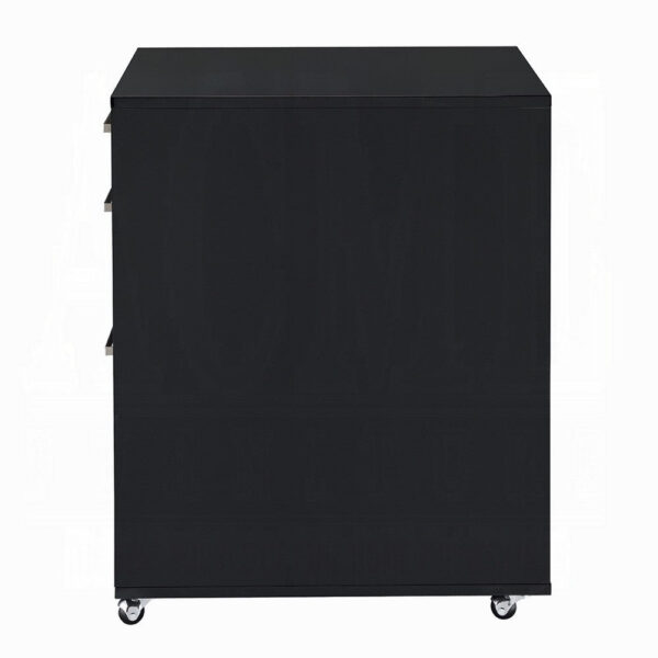 Bard File Cabinet, 3 Drawers with Chrome Metal Handles, Black High Gloss