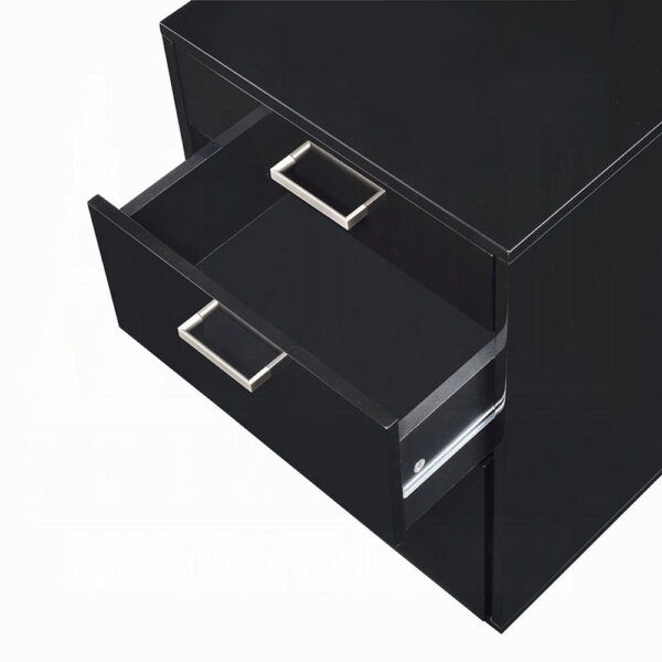 Bard File Cabinet, 3 Drawers with Chrome Metal Handles, Black High Gloss