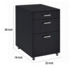 Bard File Cabinet, 3 Drawers with Chrome Metal Handles, Black High Gloss