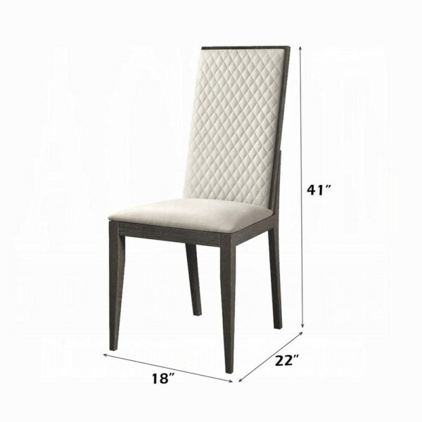 13022026698f091533ac9.jpeg Veny Dining Side Chair Set of 2, Quilted Gray Synthetic Leather Back