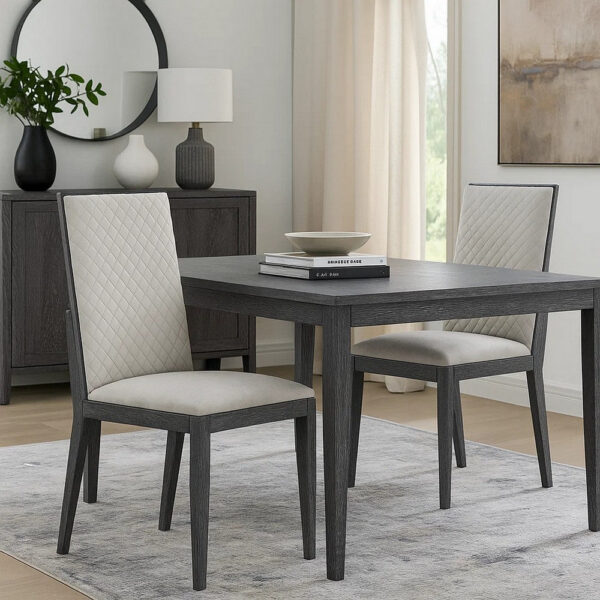 13022026698f09166e0f9.jpeg Veny Dining Side Chair Set of 2, Quilted Gray Synthetic Leather Back