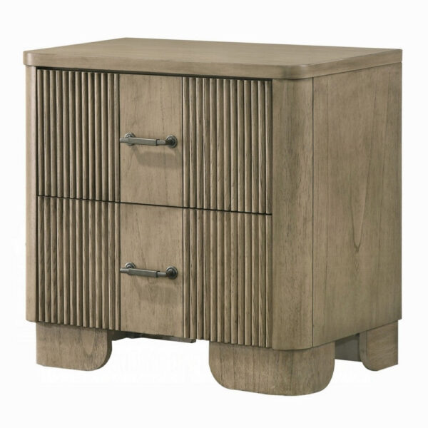 13022026698f0928b6df6.jpeg Leky Nightstand, 2 Reeded Drawers, Rounded Corners, Antique Oak Brown