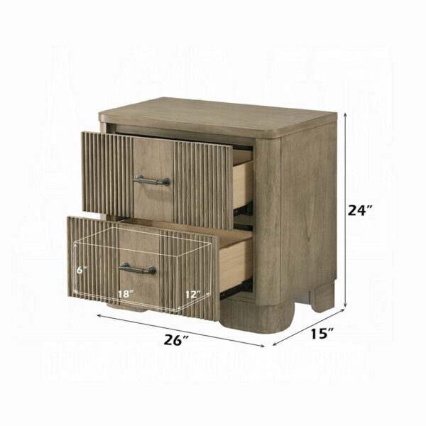 13022026698f092fa4da7.jpeg Leky Nightstand, 2 Reeded Drawers, Rounded Corners, Antique Oak Brown