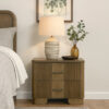 13022026698f0931f0f44.jpeg Leky Nightstand, 2 Reeded Drawers, Rounded Corners, Antique Oak Brown