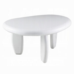 Vayu End Table, 30 Inch Asymmetric, Tri Pebble Legs, High Gloss White