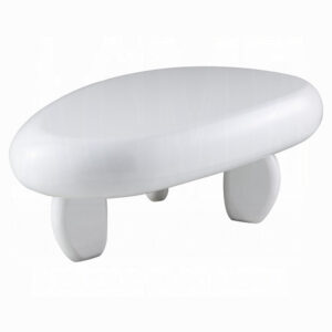 Vayu Coffee Table, 30 Inch Asymmetric Pebble Design, High Gloss White