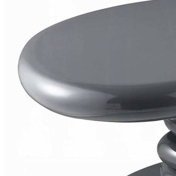 Fory End Table, 30 Inch Asymmetric Stacked Pebble Base, High Gloss Gray