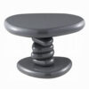 Fory End Table, 22 Inch Asymmetric Stacked Pebble Base, High Gloss Gray