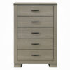 Anna 5 Drawer Tall Dresser Chest, Weathered Gray, Black Metal Accents