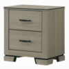 Anna Nightstand with 2 Drawers, Weathered Gray Wood, Black Metal Accents