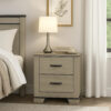 Anna Nightstand with 2 Drawers, Weathered Gray Wood, Black Metal Accents
