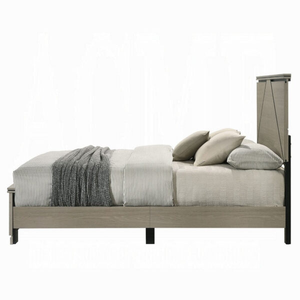 13022026698f0982c7db2.jpeg Anna Queen Bed, Panel Headboard with LED, Weathered Gray Wood, Modern Style