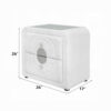Kery Glass Top Nightstand, 2 Drawers, White Teddy Sherpa Upholstery
