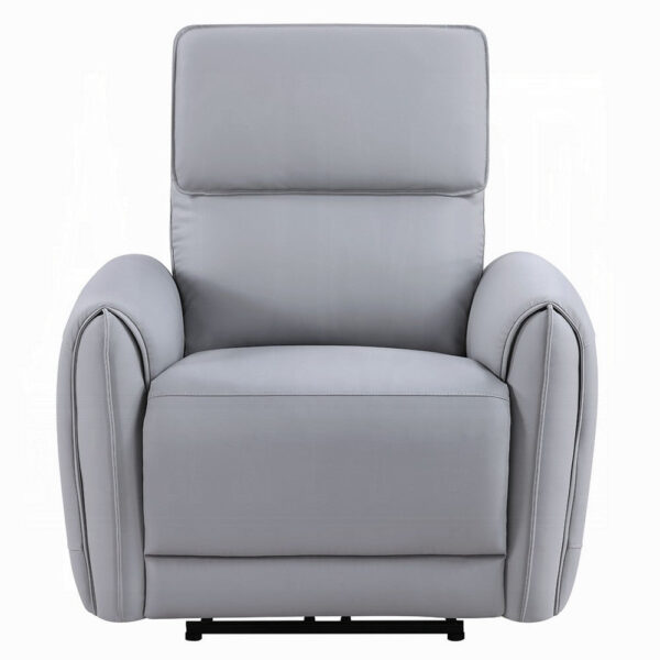Jero Power Motion Recliner Armchair with USB Port, Light Gray Faux Leather