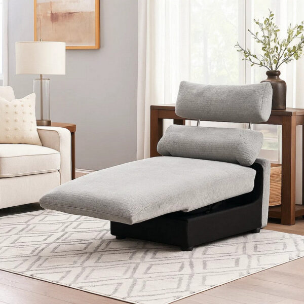 13022026698f09b540c55.jpeg Falo Modular Power Motion Recliner Armless Chair, Light Gray Chenille