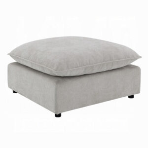 37 Inch Modular Ottoman, Feather Down and Cotton Fill Seat, Beige Boucle