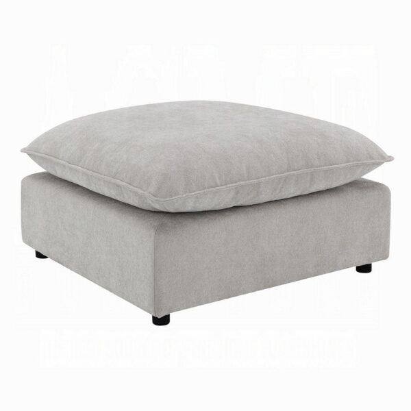 37 Inch Modular Ottoman, Feather Down and Cotton Fill Seat, Beige Boucle