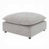 37 Inch Modular Ottoman, Feather Down and Cotton Fill Seat, Beige Boucle
