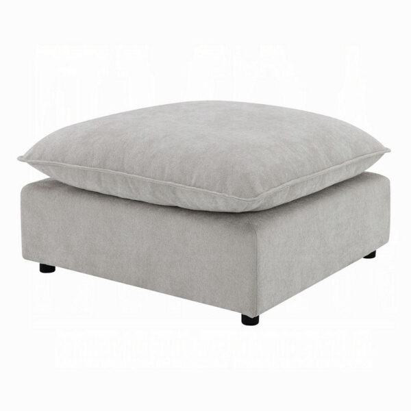 37 Inch Modular Ottoman, Feather Down and Cotton Fill Seat, Beige Boucle