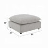 37 Inch Modular Ottoman, Feather Down and Cotton Fill Seat, Beige Boucle