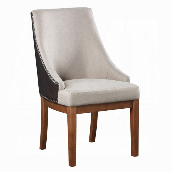 Elsie Dining Chair Set of 2, Foam Fill, Nailed Faux Leather Back, Brown