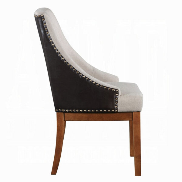 Elsie Dining Chair Set of 2, Foam Fill, Nailed Faux Leather Back, Brown