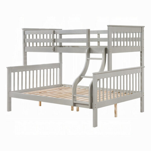 13022026698f09cf0eb91.jpeg Rita Twin over Full Bunk Bed, Slatted Frame, Fixed Ladder, Gray and Brown