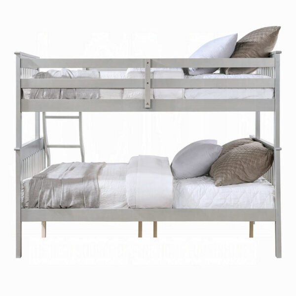 13022026698f09d37788a.jpeg Rita Twin over Full Bunk Bed, Slatted Frame, Fixed Ladder, Gray and Brown