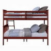 Rita Twin over Full Bunk Bed, Slatted Frame, Fixed Ladder, Cherry Brown