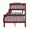 Rita Twin over Full Bunk Bed, Slatted Frame, Fixed Ladder, Cherry Brown