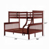 Rita Twin over Full Bunk Bed, Slatted Frame, Fixed Ladder, Cherry Brown