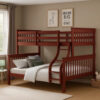 Rita Twin over Full Bunk Bed, Slatted Frame, Fixed Ladder, Cherry Brown