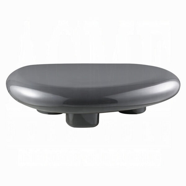 Fory Coffee Table, 46 Inch Oval Top with Low Metal Base, High Gloss Gray