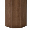 Pery Side End Table, 22 Inch Beige Travertine Stone Top, Walnut Brown