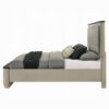 13022026698f09ffec7ff.jpeg Trex Queen Bed, Gray Linen Upholstery, Marble Print Tops, Fluted Beige Wood