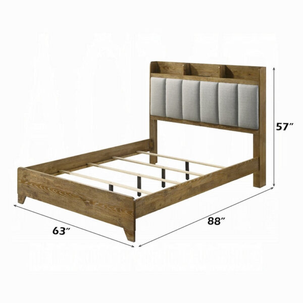 13022026698f0a17df6a2.jpeg Gary Queen Size Bed with Tufted Headboard and USB Ports, Aspen Brown Wood
