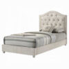 Rex Twin Size Bed with Storage and Beige Button Tufted Arched Headboard