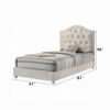 Rex Twin Size Bed with Storage and Beige Button Tufted Arched Headboard