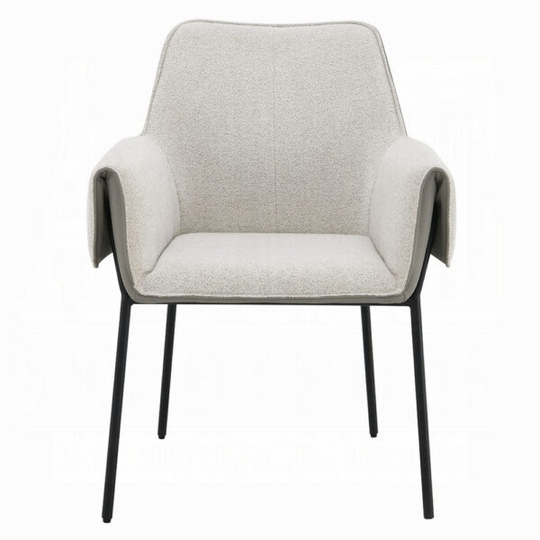 Jory Armchair Set of 2, Beige Chenille, Slim Black Metal Legs