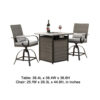 Noa 3pc Outdoor Fire Pit Counter Height Set w Swivel Chairs, Black Gray