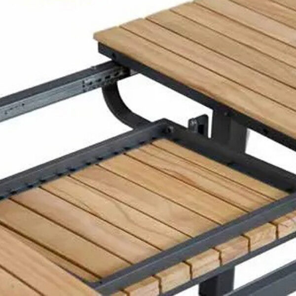 13022026698f0a6f32a29.jpeg Ankia 7pc Outdoor Dining Set, 6 Reclining Chairs, Beige, 62-84 Inch Table