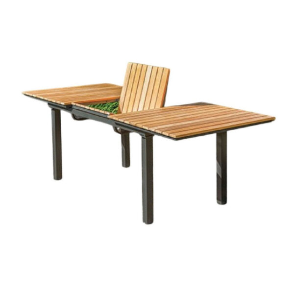 13022026698f0a7a24405.jpeg Ankia 5pc Outdoor Dining Set, 4 Reclining Chairs, Beige, 62-84 Inch Table