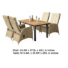 13022026698f0a7d0af03.jpeg Ankia 5pc Outdoor Dining Set, 4 Reclining Chairs, Beige, 62-84 Inch Table