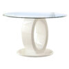 Gregy 5pc Round Dining Table Set, Oval Pedestal Base, White Fabric