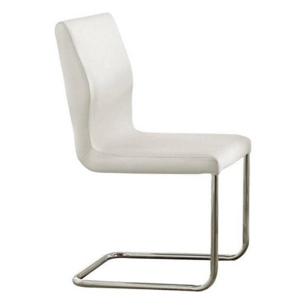 Gregy 5pc Round Dining Table Set, Oval Pedestal Base, White Fabric